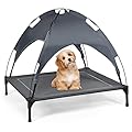 Maxmass Elevated Pet Cot, Cooling Raised Dog Bed with Detachable Canopy and Non-slip Feet, Portable Dogs Cats Bed for Indoor & Outdoor (L)