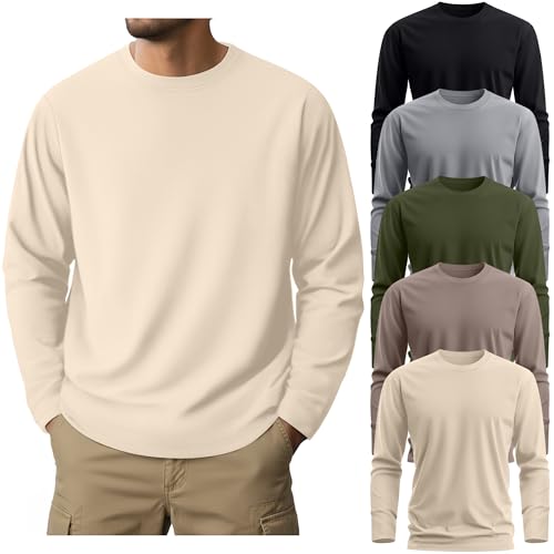 Ficerd 5 Pack Mens Big and Tall Shirts Cotton Long Sleeve Top