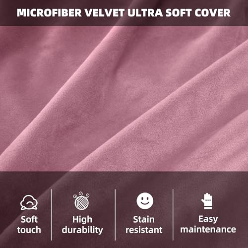 HABUTWAY Bean Bag Chair 3Ft Luxurious Velvet Ultra Soft Fur with High Rebound Memory Foam Bean Bag Chairs for Adults Plush Lazy Sofa with Fluffy Sponge 3' (Soft Pink)
