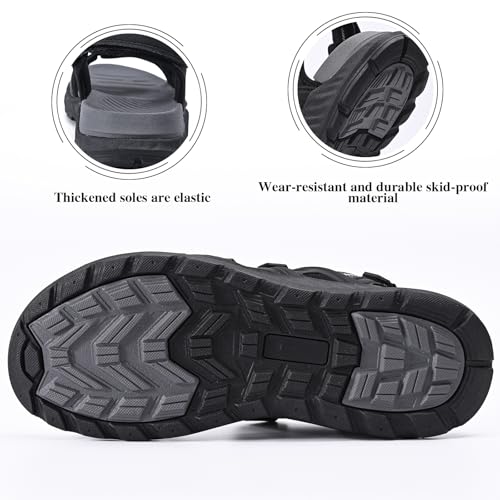 Queday Mens Hiking Sandals With Arch Support Sport Recovery Athletic Walking Sandals For Man Outdoor Summer Casual Thick Cushion Beach Water Fisherman Sandal3