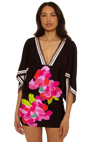 Trina Turk Women's Bougainvillea Border Dress, Casual, Floral Print, Beach Cover Ups