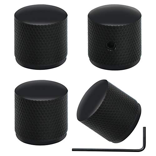 mxuteuk 4pcs Black Metal Potentiometer Control Knob Volume Audio Electric Guitar Bass Screw Type 18 x 18mm (dh) KNOB-10-BK