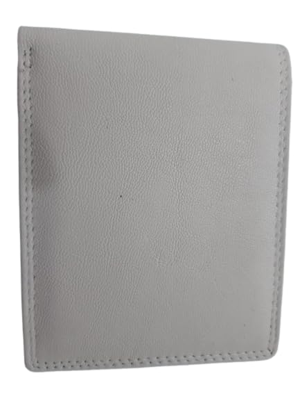 Leather Collection Men’s Leather Wallet | Ultra Strong Stitching Purse | Credit and Debit 5 Card Slot | Transparent ID Window | Leather Wallet for Unisex- White