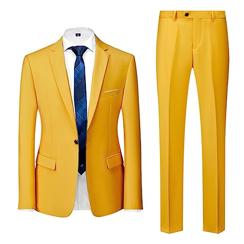 Men's Casual Suit Suit Pants 2-Piece Set Men's Solid Color Wedding Two Button Suit Suit Pants Casual Business Dress2