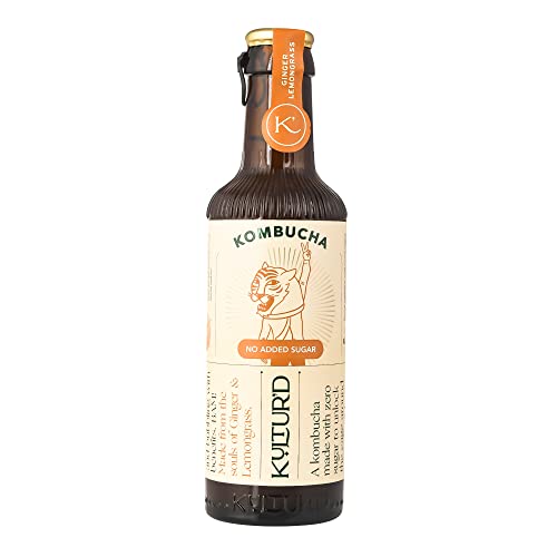 Image of KULTUR'D Kombucha (No Added Sugar) - Lychee Lemonade,Ginger Lemongrass,Elderflower Muskmelon,Pack Of 6|Fermented,All Natural,Gut Healthy Drink|6 X 220Ml|Vegan,Low Calorie,Zero Sugar - Black,1320 Ml