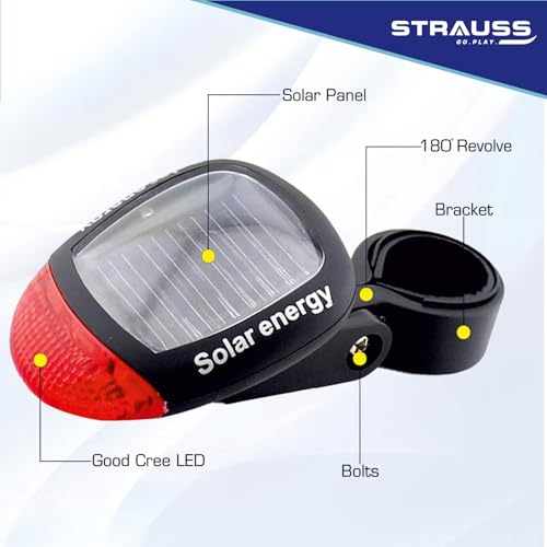 Strauss Bicycle Solar LED Tail Light (White) | Waterproof Rear Bike Light with 3 Light Modes | Cycling Safety Light with Fast-Charging| Ideal for Road, Mountain, and Commuter Bikes 3 41Y0i7VEkOL