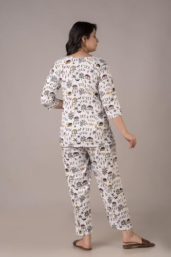 Image of REWAN Women Night Suit with Pocket | Soft & Comfortable Printed Co-ord Nightwear Set