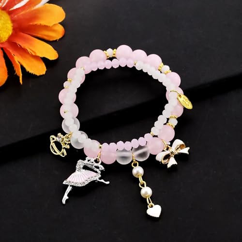 Image of Ballerina Bracelet Dance Recital Bracelet Ballerina Blue Bracelet Cute Ballerina Dance Beaded Bracelet Ballerina Friendship Bracelets Ballerina Party Jewellery