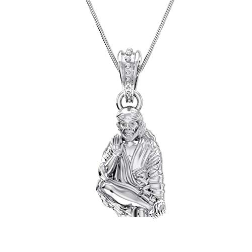 akshat sapphire 92.5 Sterling Silver God Shree Sai Baba Pendant for Men & Women Pure Sterling Silver Lord Sai Baba Locket For Good Wealth & Health-picture-11