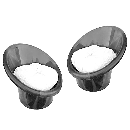 ANJWAR Tub Chairs/ARM Chairs/Chairs for Home, Living Room/Indoor and Outdoor Chairs with Complimentary Cushions Set of 02 (Standard, Silver Black)(Plastic)