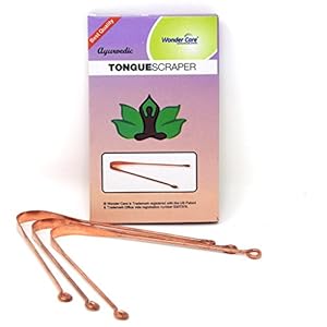 Wonder Care Grattoirs à langue 100% cuivre Nettoyeur de langue antibactérien ayurvédique pour une hygiène buccale optimale Dissolvant de mauvaise haleine (3 pièces)