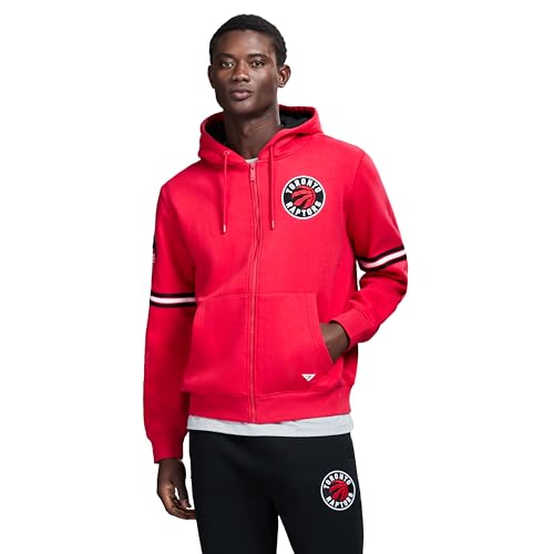 GAME 7 x NBA Officially Licensed Men's Full-Zip Up Long Sleeve Hooded Fleece Sweatshirt, Toronto Raptors, M, Red