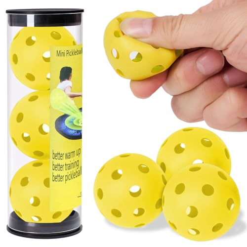 Mini Pickleball Training Balls - Warm Up Pickleball Drills, Enhance Reaction Time & Hand-Eye Coordination | Ideal Gift for All Ages and Skill Level (Yellow)
