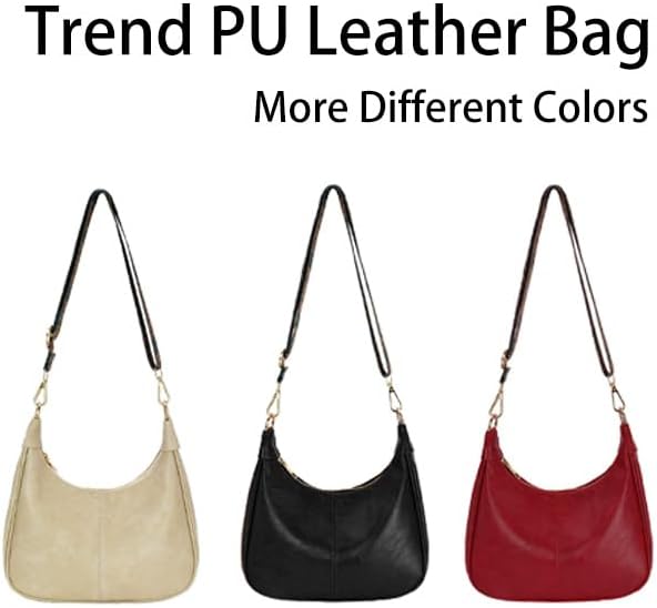 Crescent Hobo Bags Retro Crossbody Bag Vegan Leather Shoulder Purse Soft Cute Handbag for Women - Image 6