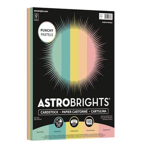 Astrobrights Colored Cardstock, 8-1/2' x 11', 65 Lb, Punchy Pastel...