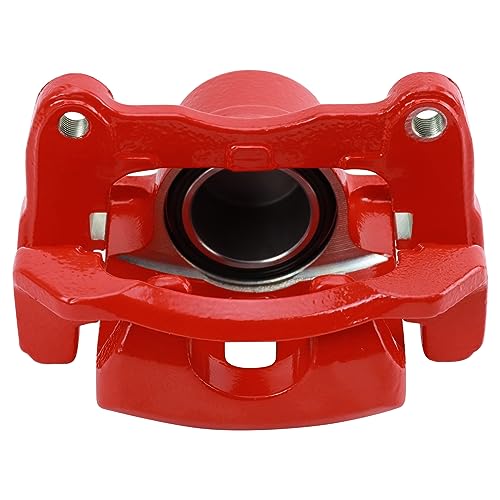 Image of TRQ Front Brake Caliper Set Painted Red Brackets Compatible with 2003-2008 Pontiac Vibe 2003-2008 Toyota Corolla Matrix