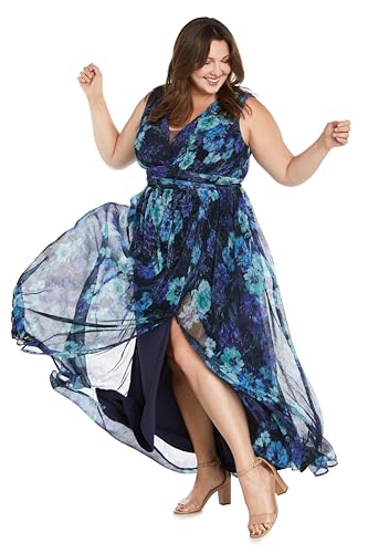 Image of Crinkle Pleated Floral Maxi Dress W /Illusion V-Neck & Side Slit