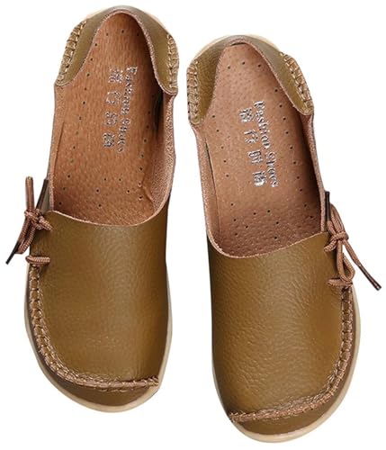 Image of Women's Leather Slipper Loafers Flat Shoes Slip-Ons