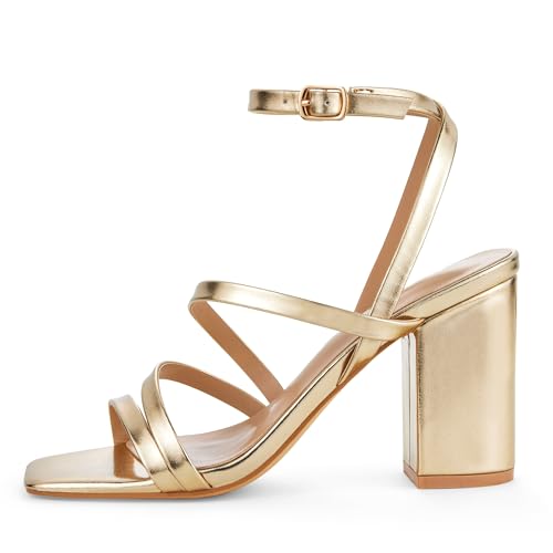 Elisabet Tang Women's Strappy Chunky Heels Sandals, Ankle Strap 3 inch Mid Block Heels Lace up Square Open Toe Thick Heeled Sandals Shoes4