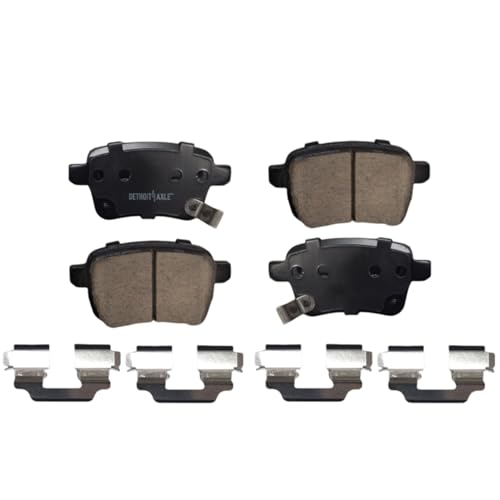Image of Detroit Axle - Rear Brake Pads for Fiat 2014-2020 500L Ceramic Brake Pads with Hardware 2015 2016 2017 2018 2019 Replacement