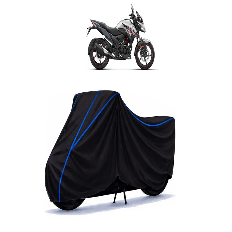 Image of X Blade 160 Bike Cover Water Resistant Universal Motorcycle Rain | Heavy Duty UV Protection, Dust, Scratch Indoor Outdoor All Weather with Black Blue Piping Elastic