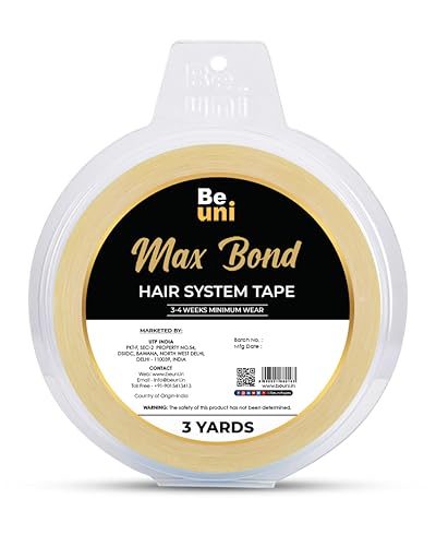 Image of Max Bond Hair Patch Tape For Men No Shine Tape For Hair Patch Super Ultra Hold Up To 2-4 Weeks Waterproof Wig Tape Skin Safe Medical Grade Material 3 Yard Roll