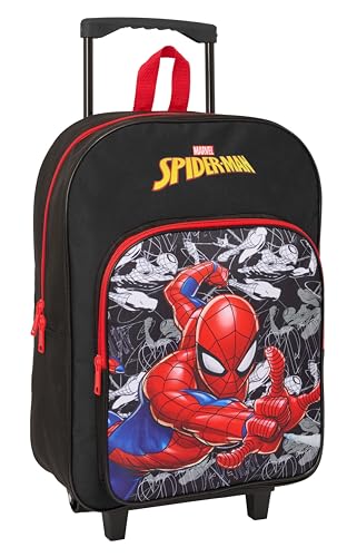 SPIDER-MAN - Mochila Infantil con Carro Compacto, Ideal para Niños de Diferentes Edades, Cómoda y Versátil, Calidad y Resistencia, 33x43x15 cm