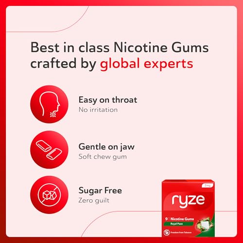 Image of RYZE Nicotine Gum 2mg | Royal Paan | Freedom from Smoking & Tobacco | Easy on Throat | FDA Approved | Sugar Free | Teeth Whitening | 9 Gums