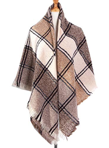 Wander Agio Womens Winter Scarfs Warm Scarf Half Shawls Triangle Scarves Stripe Plaid2
