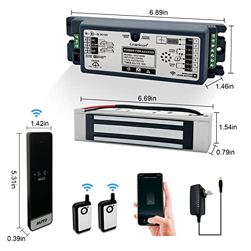 2.4Ghz Wifi Access Control 400Lb Holding Force Electic Magnetic Door Lock System Kit With Remote And Smartphone App Control, Paired With Touchless Sensor Switch (Electric Magnetic Lock Kit) #TOP5