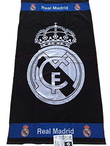 Real Madrid - Toalla de playa (86 x 160 cm), color negro