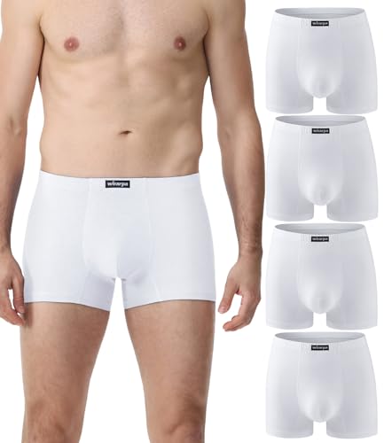wirarpa Boxershorts Herren Baumwolle Unterhosen Männer Trunks Boxer Stretch Unterwäsche für Männer 4er Pack Weiß Größe L wirarpa Boxershorts Herren Baumwolle Unterhosen Männer Trunks Boxer Stretch Unterwäsche für Männer 4er Pack Weiß Größe L