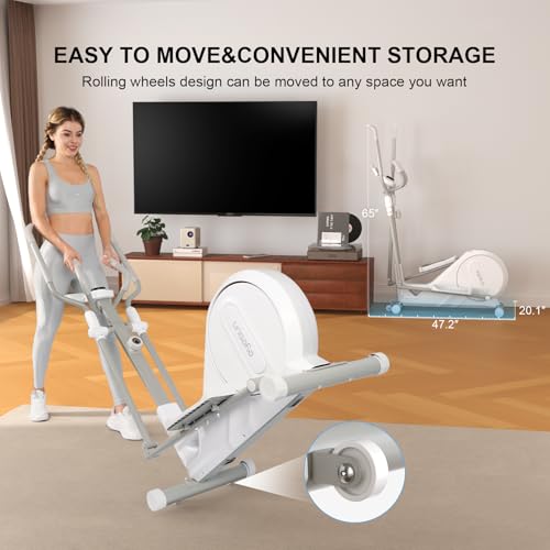 Image of Elliptical Exercise Machine for Home,3-in-1Compact Training Machines with 16 Resistance Levels,14LB Flywheel,Low Impact Magnetic Cross Trainer,Quiet Portable Elliptical for Seniors&Small Spaces