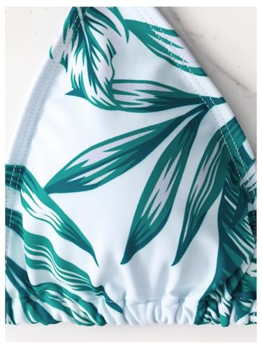 COZYEASE Women's 2025 Summer 3 Piece Swimsuits Tropical Print Bikini Set Halter Drawstring Bathing Suits with Cover Up4