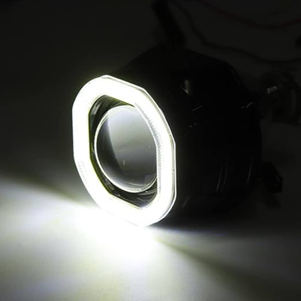 AIVYNA Faro Quadrato da 2,5 Pollici H4 H7 LED Angel Eyes Halo Headlight Day Running Lights DRL HID Xenon Projector Lens Kit,Nero