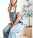 chouyatou Women Loose Adjustable Strap Denim Bib Overall Jeans Distressed Wide Leg Baggy Overalls Jumpsuit (Large, Blue)