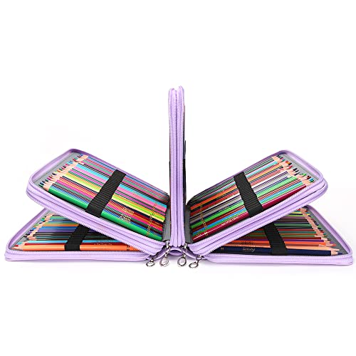 Image of Vomgomfom 200 Slots Pencil Case 4-Layer PU Leather, Handle, Purple