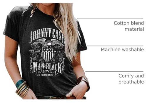 Western Rodeo T-Shirt Women Vintage Cattle Skull Cowboy Shirt Tops Country Music Short Sleeve Casual Tee Tops (L,Dark Grey15) by JMFXB - Used condition - US$13.35