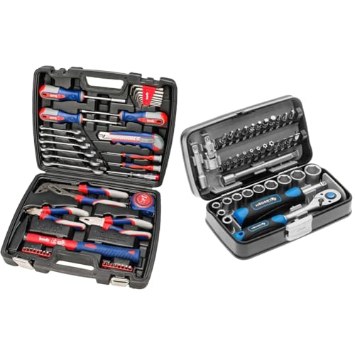 kwb Werkzeug-Koffer inkl. Schrauber-Bits, 42-teilig, gefüllt, robust und hochwertig & Högert Technik - Werkzeugset I Steckschlüssel, Bits und Ausstattung 1/4”