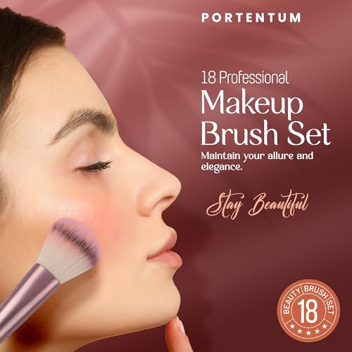 Professional 18-Piece Makeup Brush Set with PU Leather Bag - Image 2