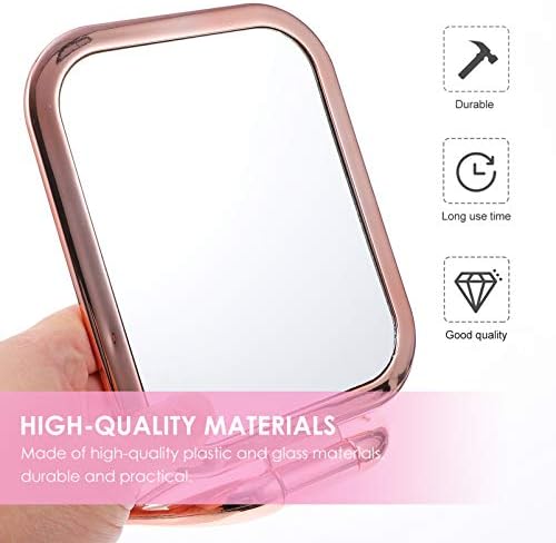 minkissy Double Sided Magnifying Makeup Mirror Foldable Beauty Mirror Compact Vanity Mirror Portable Table Tabletop Mirror Small Standing Mirror for Girl Women Rose Gold