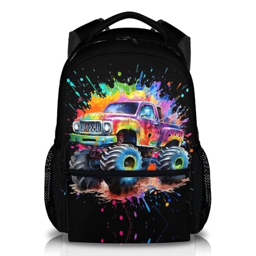 PAKKITOP Mochila de caminhão para crianças, meninos e meninas, mochila escolar de carro fofa de 43 cm, mochila legal de grande capacidade para estudantes, Cor 3, 17 x 12 x 5.4 inches, Personalizado