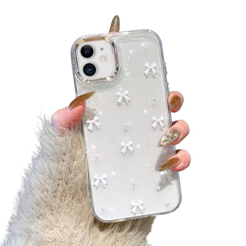 Housse iPhone 12 Pro transparente silicone anti-jaunissement avec motif nœud