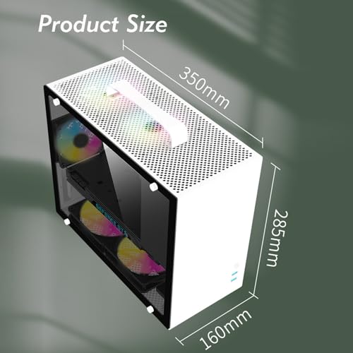 Gabinete para PC, Gabinete Gaming con 5 Ventiladores Preinstalados, Mid-Tower compatible con M-ATX/ITX/Mini-ITX, Panel Lateral de Vidrio Templado, adecuado para Gaming y Oficina, con reposabrazos (Color: Estilo 1) miniatura 2