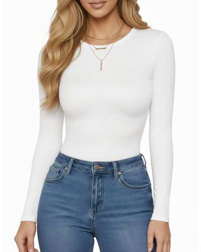 Image of MANGOPOP Women's Round Neck Short Sleeve T Shirts Basic Bodysuits