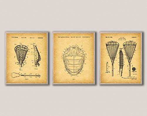 Déco Lacrosse art mural vintage lot 3 posters stick brevet WB292
