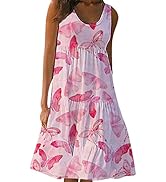 EFOFEI Womens Summer Sleeveless Beach Dress Casual Swing Tank T-Shirt Dresses Plus Size