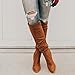 Erocalli Brown Knee-High Boots Suede Boots Fall Boot For Women Chunky Block High Heel Slouchy Boot Round Toe Side Zipper