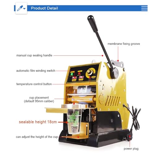 Sigillatore manuale della tazza con il controllo della temperatura e la spia per la sigillatura efficiente nei negozi di bevande