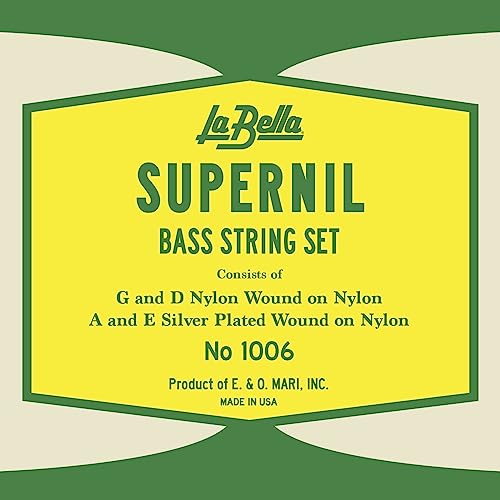 La Bella 1006/Supernil/Double Bass Strings/Nylon Mono-Filament Wound+Silver Plated Copper Wound on Nylon Multi-Filament Core